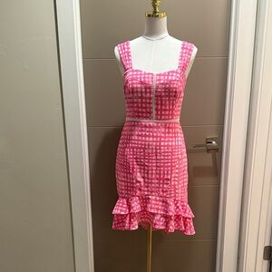 Lilly Pulitzer Pink Checkered Midi Dress